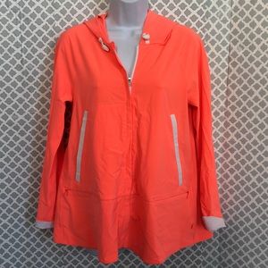 grapefruit neon orange Sun Shower flare rain coat